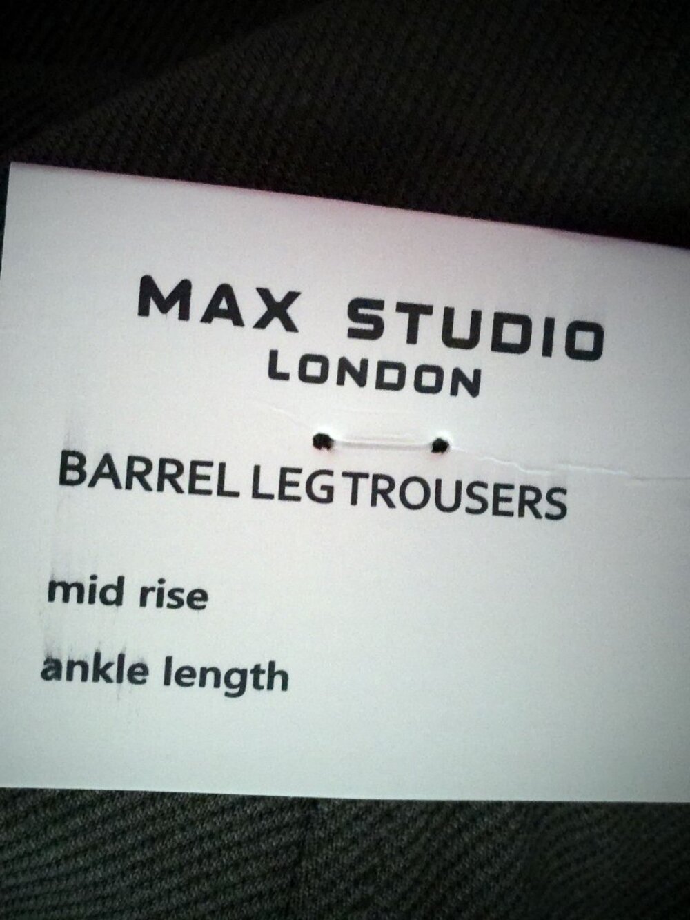 MAX STUDIO LONDON Stretch Waist High Waist Olive Green Barrel Leg Trousers L - Picture 8 of 14